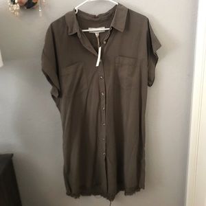 Green paper bag dress